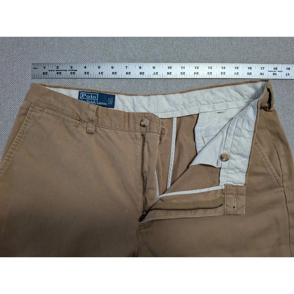 Polo Ralph Lauren Men's Khaki Chino Pants 36x34 Cotton Preston Pony Preppy Dress